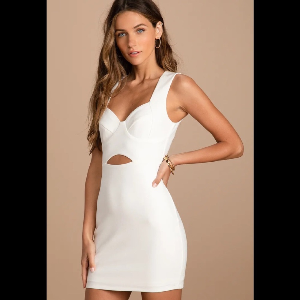 White cut out body con dress mini dress